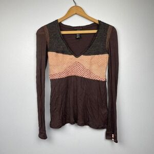 VTG Custo Barcelona Long Sleeve Rare Brown Wool FLAWED Euro Boho Fairy Small